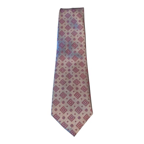The Mens Store Necktie Geometric Medallion Diamond Print Silk Blend 3.6" Classic - Picture 1 of 6